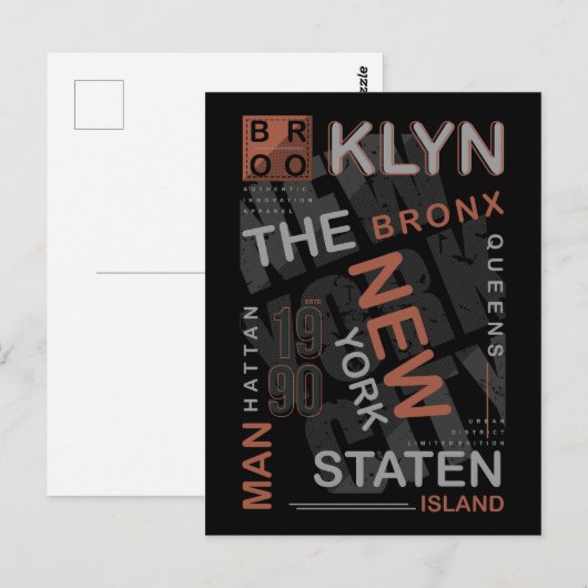 NYC Boroughs Legacy Briefkaart (Voorkant / Achterkant)