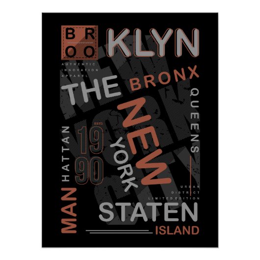 NYC Boroughs Legacy Perfect Poster (Voorkant)