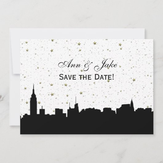 NYC brede silhouet doe-het-zelf achtergrond kleur Save The Date (Voorkant)