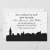 NYC brede silhouet doe-het-zelf achtergrond kleur Save The Date (Achterkant)