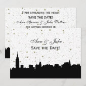 NYC brede silhouet doe-het-zelf achtergrond kleur Save The Date (Voorkant / Achterkant)