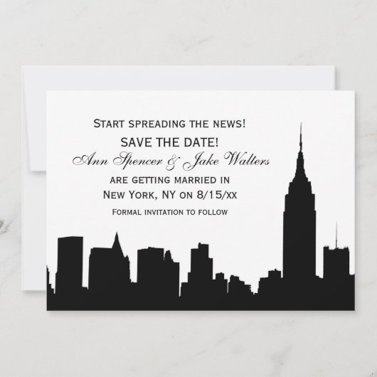 NYC brede silhouet doe-het-zelf achtergrondkleur s Kaart (Achterkant)