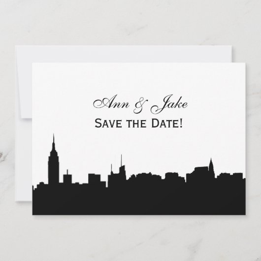 NYC brede silhouet doe-het-zelf achtergrondkleur S Save The Date (Voorkant)