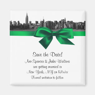 NYC brede silhouet geëtst BW groen save the date Magneet