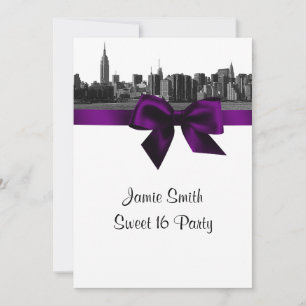NYC brede silhouet geëtst BW paars Sweet Sixteen Kaart