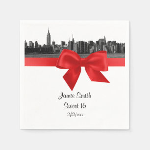 NYC brede silhouet geëtst BW Rode Sweet Sixteen Servetten