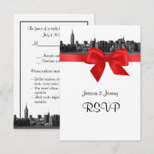 NYC brede silhouet geëtst BW rood RSVP menu (Voorkant / Achterkant)