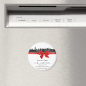 NYC brede silhouet geëtst BW Rood Save the Date R Magneet (Insitu (Vaatwasser))