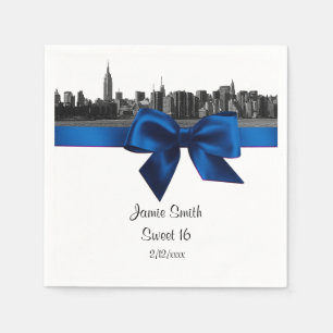 NYC brede silhouet geëtst BW Royal Blauw Sweet Six Servetten