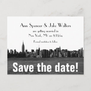 NYC brede silhouet geëtst Save the Date Aankondigingskaart