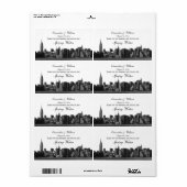 NYC brede silhouet gegraveerde BW waterfles Etiket (Full Sheet)
