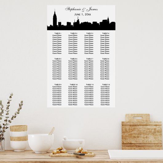 NYC-brede Silhouette DIY BG-kleurentaart Poster (Keuken)