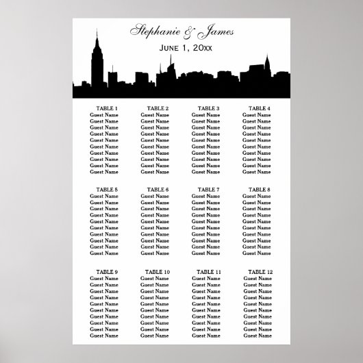 NYC-brede Silhouette DIY BG-kleurentaart Poster (Voorkant)