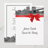 NYC brede skyline geëtst BB rood zoet zestien Kaart (Voorkant / Achterkant)