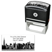 NYC brede skyline geëtst BW adres rubberen stempel (In situ)