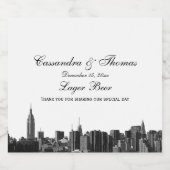 NYC brede skyline geëtst BW bier flesetiket Bier Etiket (Enkel label)