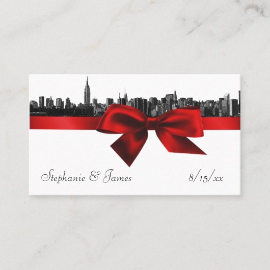 NYC brede skyline geëtst BW donkerrode escort Kaar Plaatskaartje (Voorkant)