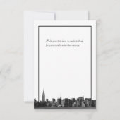 NYC brede skyline geëtst BW donkerrood dank u Bedankkaart (Achterkant)