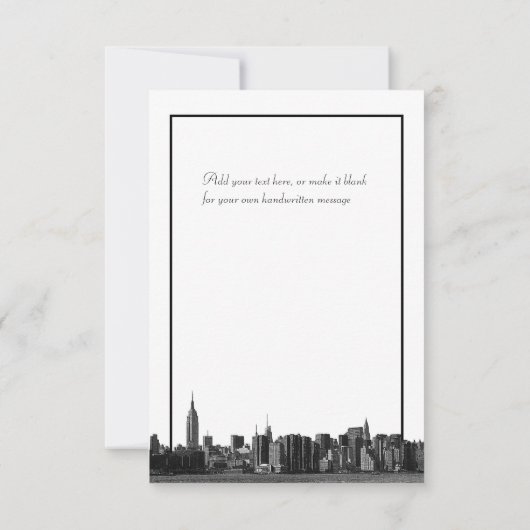 NYC brede skyline geëtst BW donkerrood dank u Bedankkaart (Achterkant)