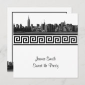 NYC brede skyline geëtst BW GK zoet zestien vierka Kaart (Voorkant / Achterkant)