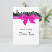 NYC brede skyline geëtst BW heet roze dank u Bedankkaart (Staand voorkant)