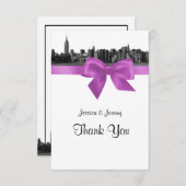 NYC brede skyline geëtst BW Lila dank u Bedankkaart (Voorkant / Achterkant)