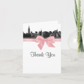 NYC brede skyline geëtst BW roze dank u Bedankkaart (Voorkant)