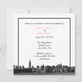 NYC brede skyline geëtst BW roze Verloving PTY SQ Kaart (Achterkant)