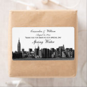 NYC brede skyline geëtste BW waterfles Etiket (Insitu)