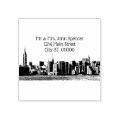 NYC brede skyline geëtste naam retouradres Rubberstempel (Afrduk)