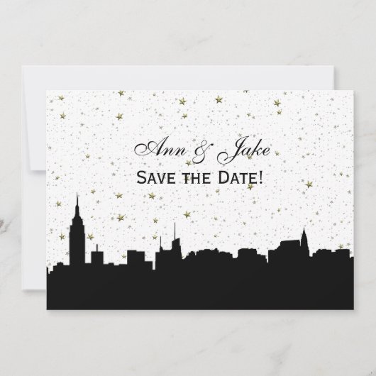 NYC Breed Silhouet DIY BG Kleur Save the Date Wht (Voorkant)