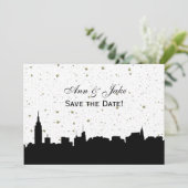 NYC Breed Silhouet DIY BG Kleur Save the Date Wht (Staand voorkant)