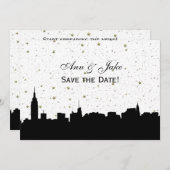 NYC Breed Silhouet DIY BG Kleur Save the Date Wht (Voorkant / Achterkant)