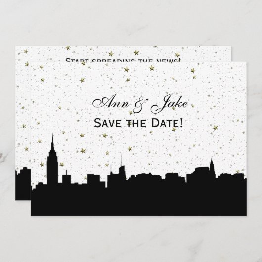 NYC Breed Silhouet DIY BG Kleur Save the Date Wht (Voorkant / Achterkant)