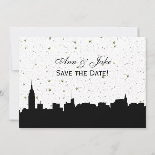 NYC Breed Silhouet DIY BG Kleur Save the Date Wht