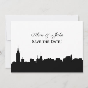 NYC Breed Silhouet DIY BG Kleur Sla de datum op Wh Save The Date