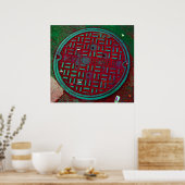 NYC Broadway Street Manhole Hoesje Art Print (Keuken)