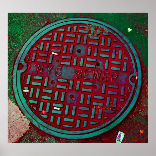 NYC Broadway Street Manhole Hoesje Art Print (Voorkant)