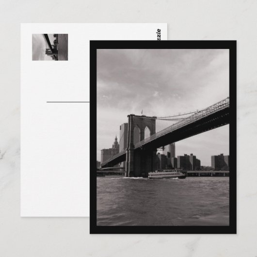 NYC Brooklyn Bridge B&W Briefkaart (Voorkant / Achterkant)