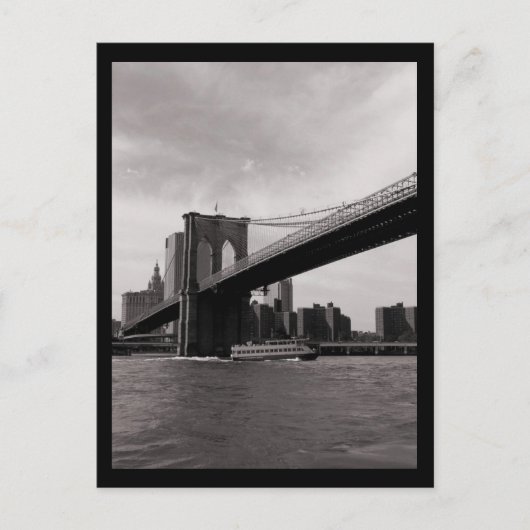 NYC Brooklyn Bridge B&W Briefkaart (Voorkant)