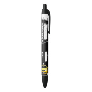 Nyc Brooklyn Bridge Gele Taxi Sjabloon New York Zwarte Inkt Pen