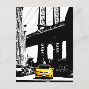 Nyc Brooklyn Bridge New York City Yellow Taxi Feestdagenkaart