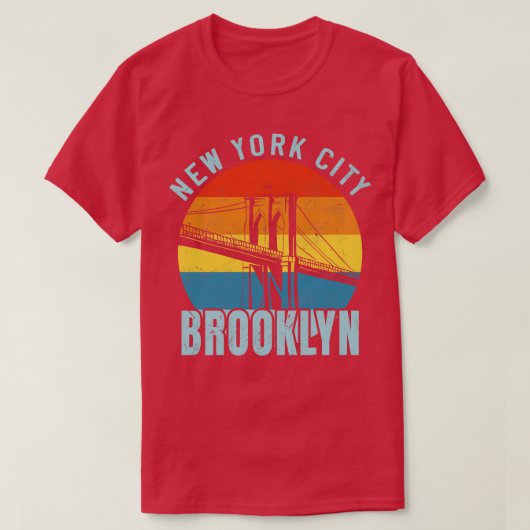 NYC Brooklyn Bridge Retro T-shirt (Design voorkant)