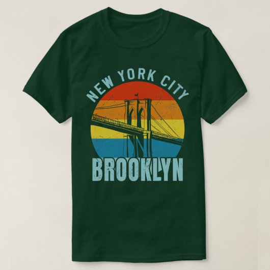 NYC Brooklyn Bridge Retro T-shirt (Design voorkant)