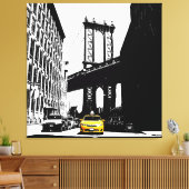Nyc Brooklyn Bridge Yellow Taxi New York City Canvas Afdruk (Insitu (Woonkamer))