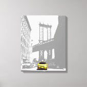 Nyc Brooklyn Bridge Yellow Taxi New York City Canvas Afdruk (Voorkant)