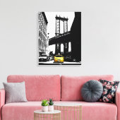 Nyc Brooklyn Bridge Yellow Taxi New York City Canvas Afdruk (Insitu (Woonkamer))