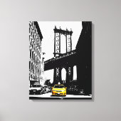 Nyc Brooklyn Bridge Yellow Taxi New York City Canvas Afdruk (Voorkant)