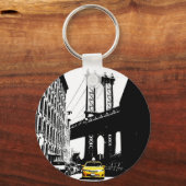 Nyc Brooklyn Bridge Yellow Taxi New York City Sleutelhanger (Voorkant)