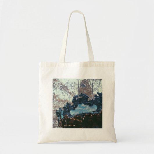 NYC Bryant Park Merry Go Ronde Foto Tote Bag (Voorkant)